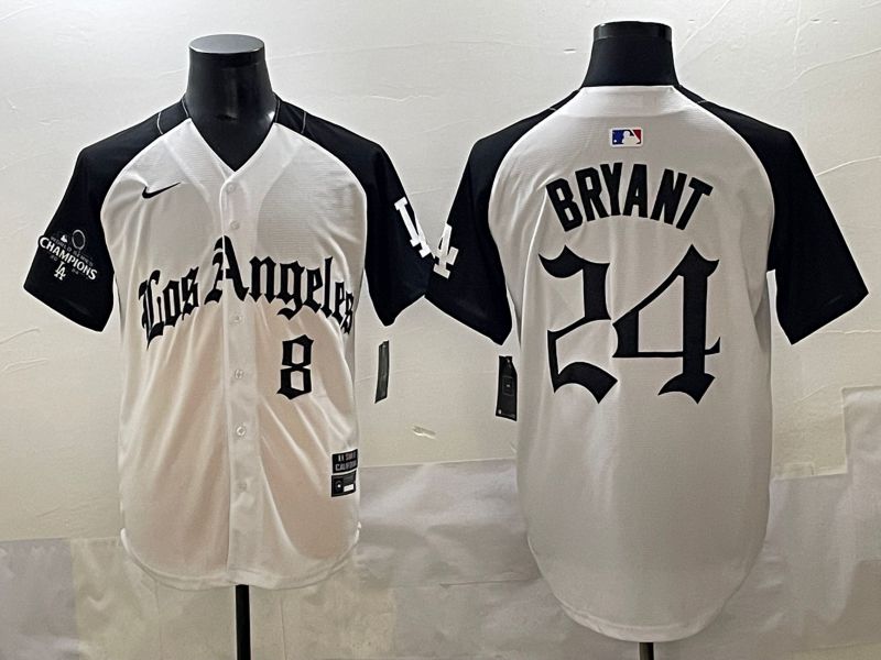 Men 2025 Los Angeles Dodgers #24 Bryant White black Five generations Joint Name Nike MLB Jersey style 5263